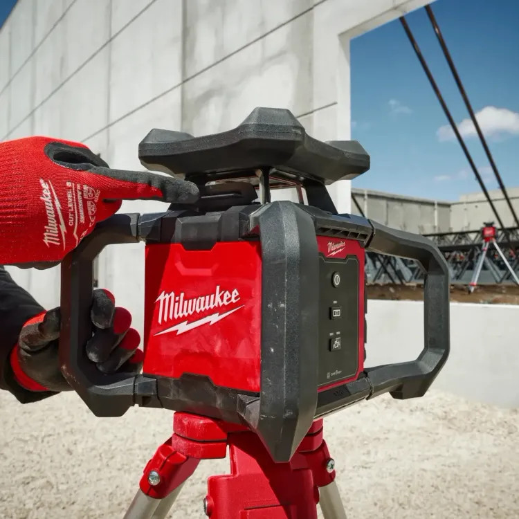Milwaukee M18 Red Exterior Rotary Laser Level Kit with Receiver - 3701-21