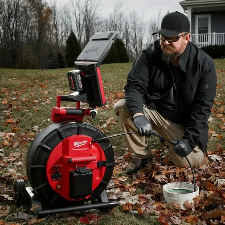 Milwaukee 200' Mid-Stiff Pipeline Inspection Reel with Small and Medium Camera Skids, (4) Star Skids - 2975-20