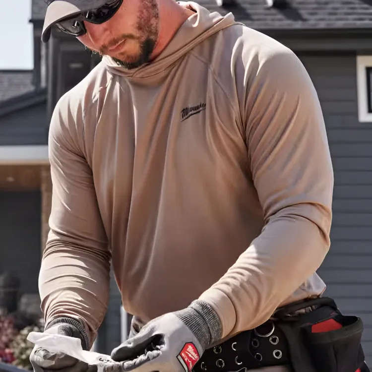 Milwaukee 2XL Men's WORKSKIN Sandstone Hooded Sun Shirt - M550N-2X 
