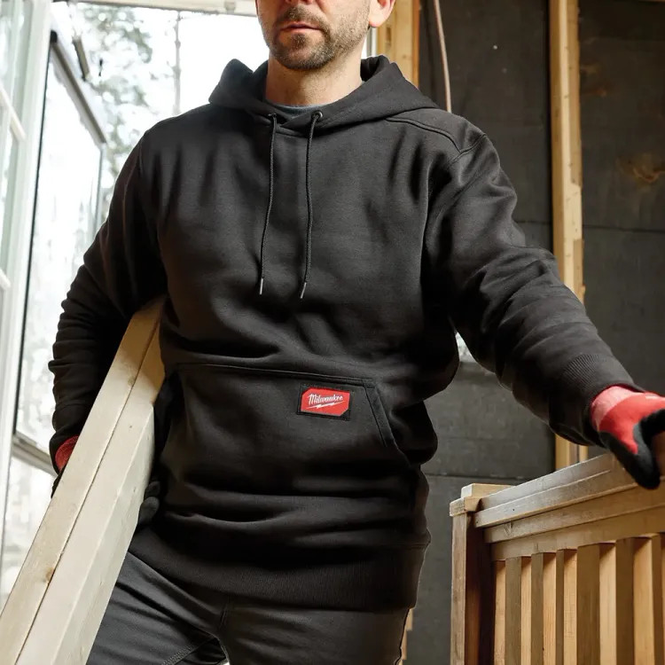 Milwaukee 2XL Black Men's Midweight Cotton/Polyester Long-Sleeve Pullover Hoodie - 351B-2X 