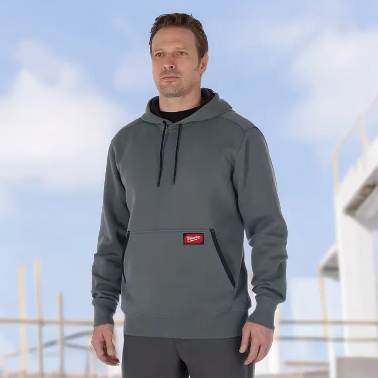 Milwaukee 2XL Men's Gray Midweight Cotton/Polyester Long-Sleeve Pullover Hoodie - 351G-2X