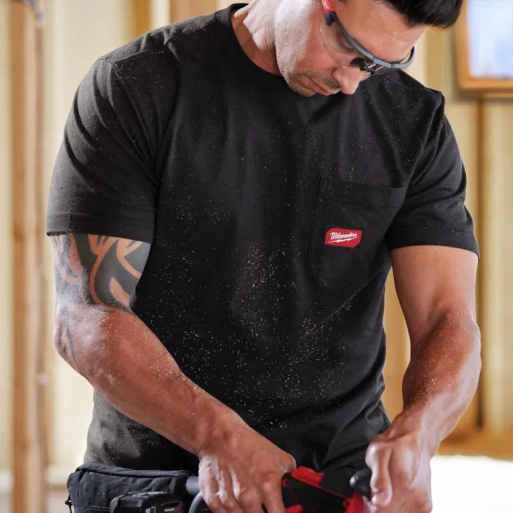 Milwaukee 2XL Men's Black GRIDIRON Cotton/Polyester Gen ll Short-Sleeve Pocket T-Shirt - 605B-2X 