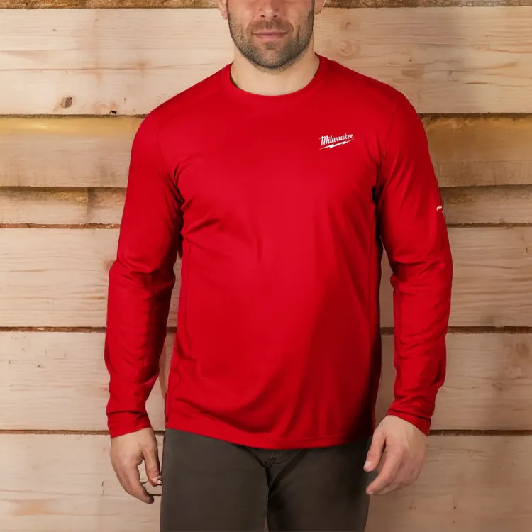 Milwaukee 2XL Red WORKSKIN Lightweight Performance T-Shirt, Long Sleeve - 415R-2X 