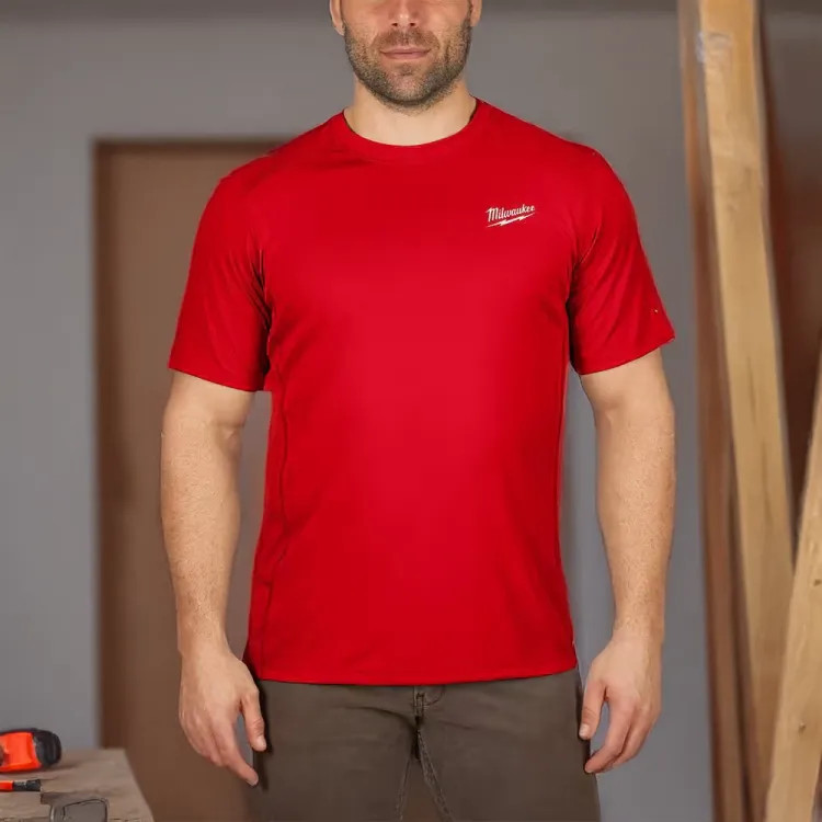 Milwaukee 2XL Red WORKSKIN Lightweight Performance T-Shirt, Short Sleeve - 414R-2X