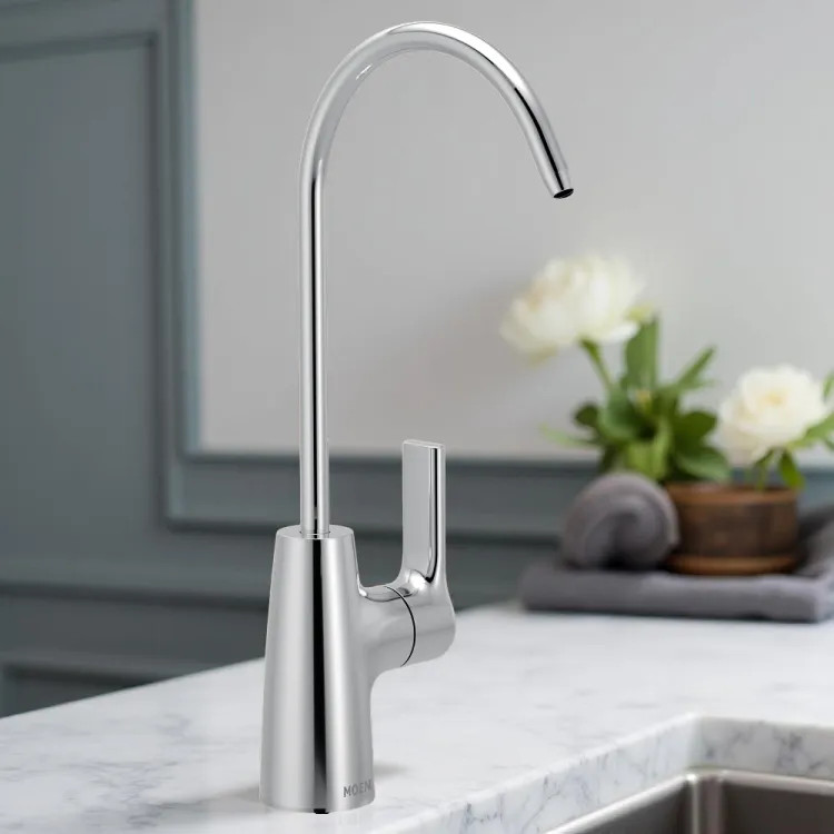 Moen SIP Transitional Single-Handle High Arc Beverage Faucet, Metal, Lever Handle, 1.5 GPM, Chrome - F7620