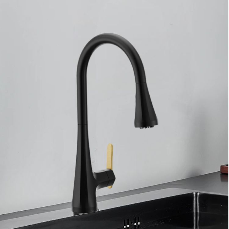 Moen Sinema Matte Black Single-Handle High-Arc Pulldown Kitchen Faucet with 3-Water Filter Function Spray Wand, WaterSense, PowerClean, ADA-Compliant, 1.5 GPM - FS7235BL