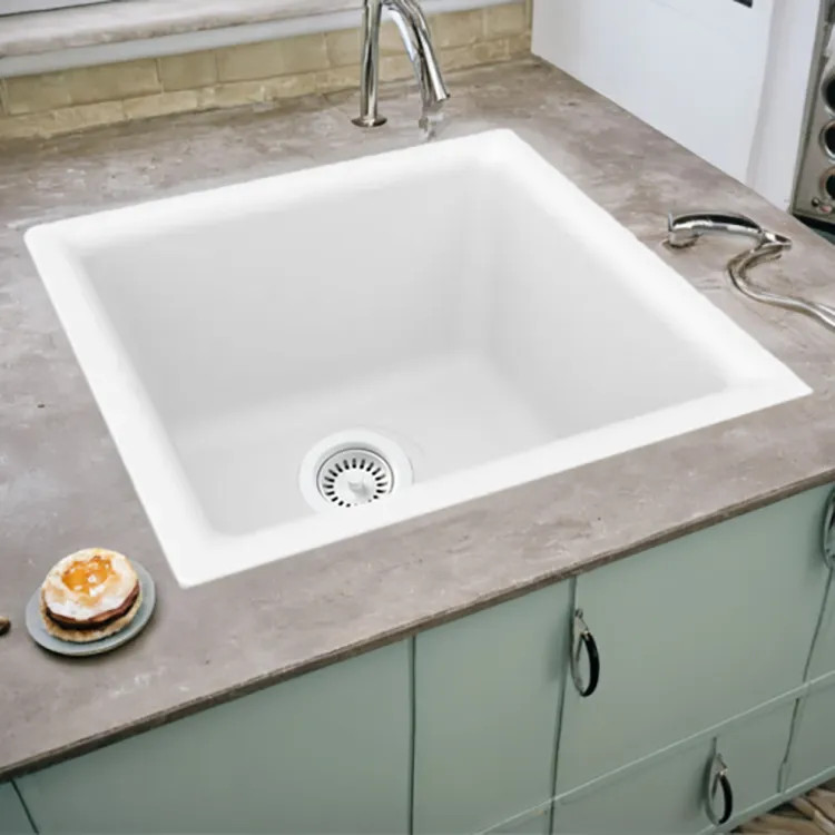 Elkay Quartz Luxe Arctic Fox Bar Sink, 15-3/4in x 15-3/4in x 7-11/16in Dual Mount Single Bowl Sink - ELX1616FX0