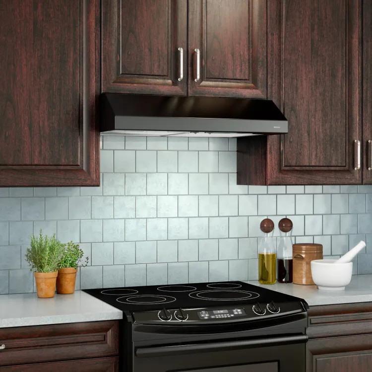 Broan-NuTone Glacier 24-Inch Under-Cabinet Range Hood, 300 CFM, Black - BCSEK124BL