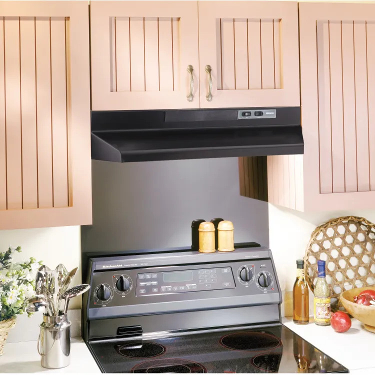 Broan-NuTone 30-Inch Convertible Under-Cabinet Range Hood With Easy Install System, 260 CFM, Black - BUEZ330BL