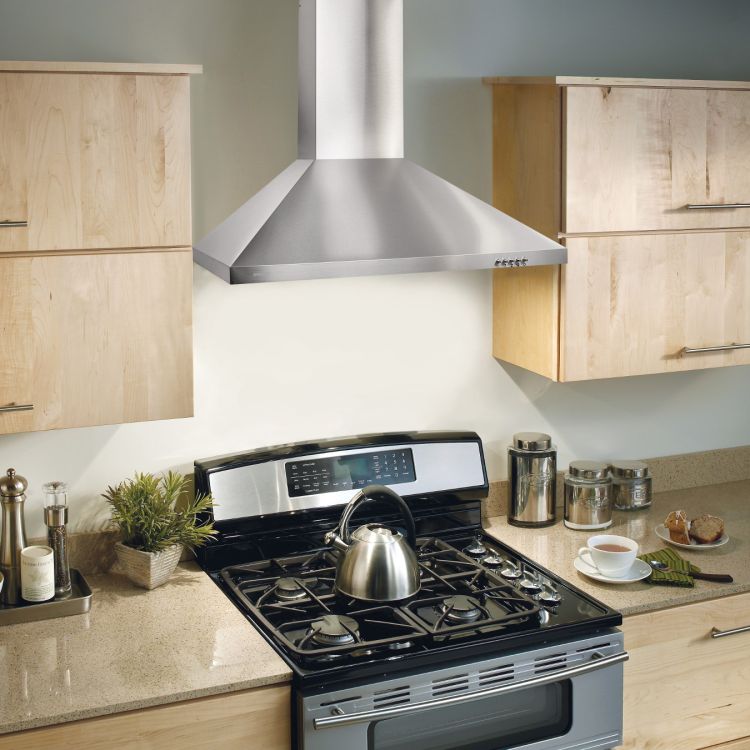 Broan-NuTone 30-Inch Convertible European Style Wall-Mounted Chimney Range Hood With LED Light, 380 CFM, Stainless Steel - BW5030SSL