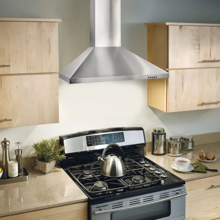 Broan-NuTone 36-Inch Convertible European Style Wall-Mounted Chimney Range Hood With LED Light, 380 CFM, Stainless Steel - BW5036SSL