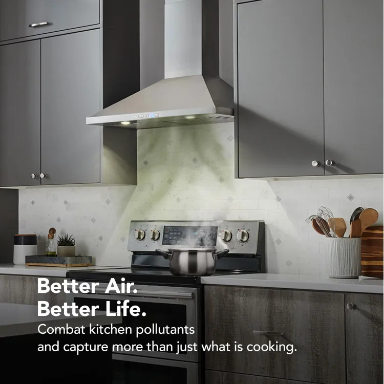 Broan-NuTone 30-Inch Convertible Wall-Mount Pyramidal Chimney Range Hood, 450 CFM, Stainless Steel - BWP1304SS