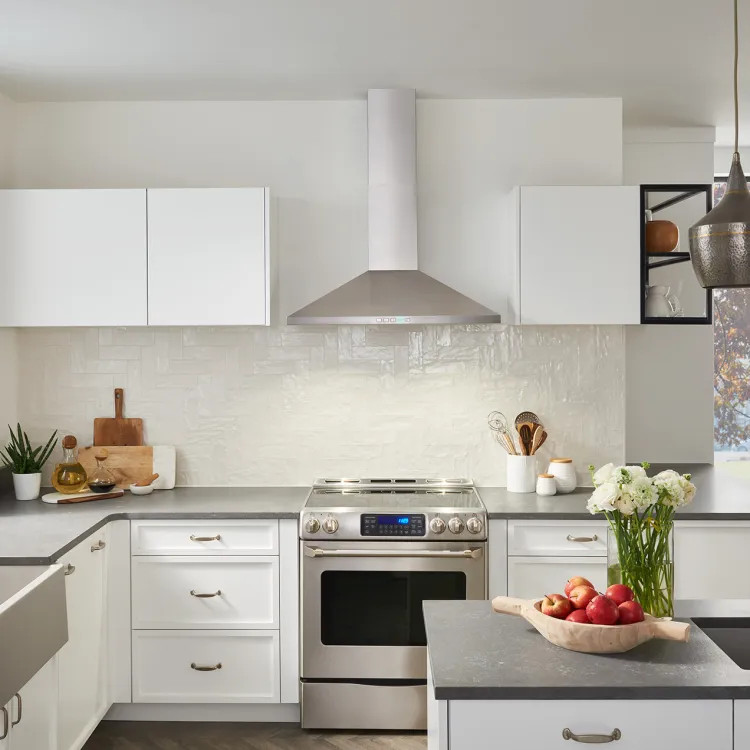 Broan-NuTone 36-Inch Convertible Wall-Mount Pyramidal Chimney Range Hood, 450 CFM, Stainless Steel - BWP1364SS