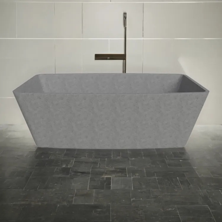 ALFI Gray Matte Solid Concrete 71in Freestanding Rectangular Bathtub with Center Drain - ABCO71TUB