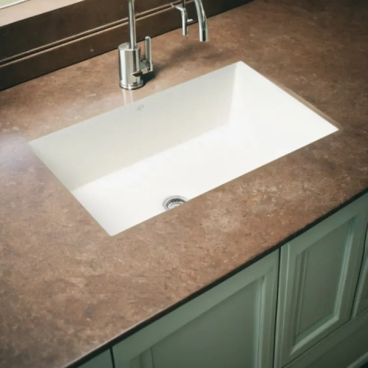 ALFI White Fireclay 30in x 18in Undermount/Drop-In Single Bowl Kitchen Sink With Center Drain - ABF3018UD-W