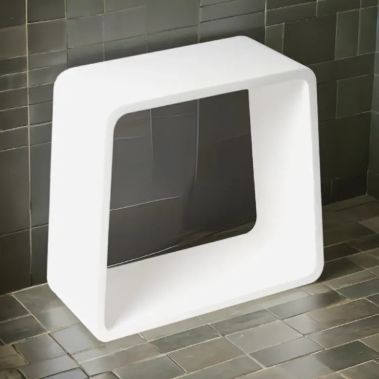 ALFI Matte White Solid Resin Composite Surface, 16in Bathroom/Shower Stool - ABST55