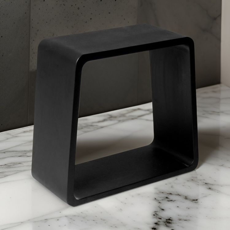 ALFI Matte Black Solid Resin Composite Surface, 16in Bathroom/Shower Stool - ABST55BM