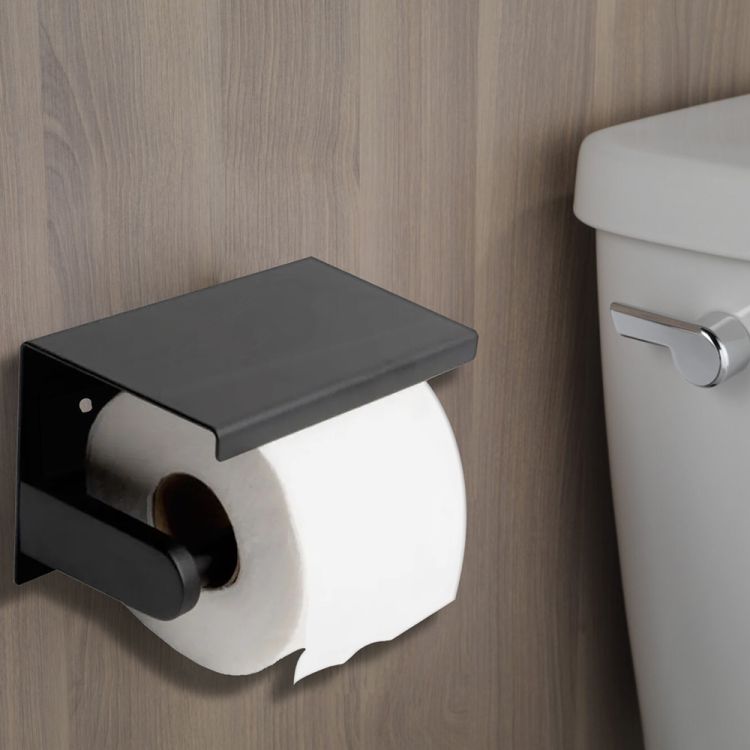 ALFI Matte Black, Stainless Steel, Recessed Rectangle Toilet Paper Holder with Shelf - ABTPC66-BLA