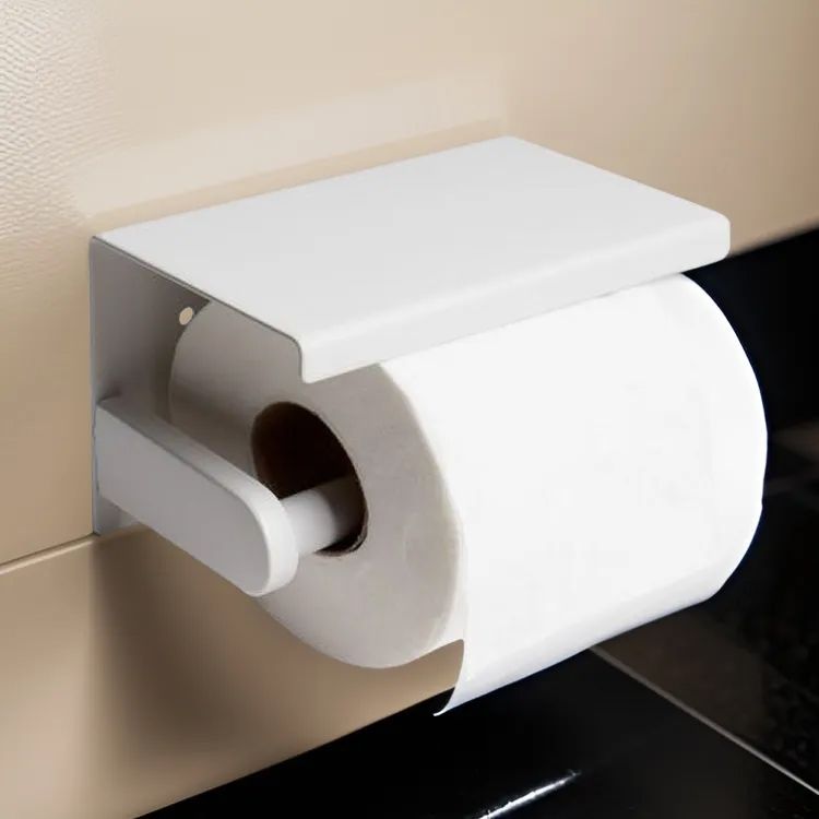 ALFI Matte White, Stainless Steel, Recessed Rectangle Toilet Paper Holder with Shelf - ABTPC66-W