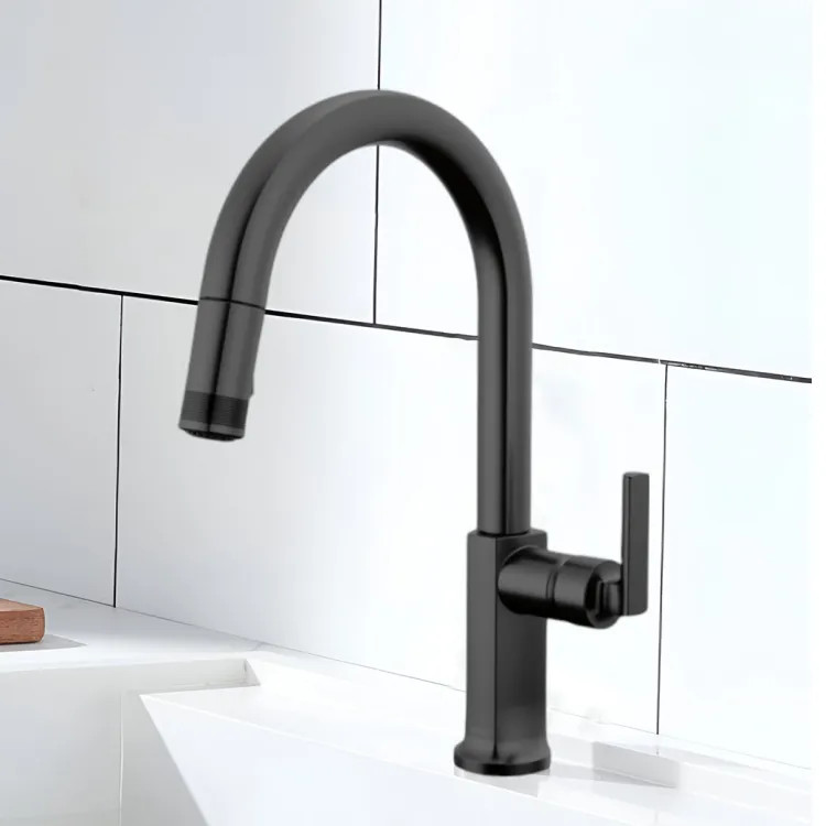 Brizo Kintsu Single-Handle Pull-Down Kitchen Faucet w/ Arc Spout, Less Handle, 1.8 GPM, Matte Black - 63006LF-BLLHP