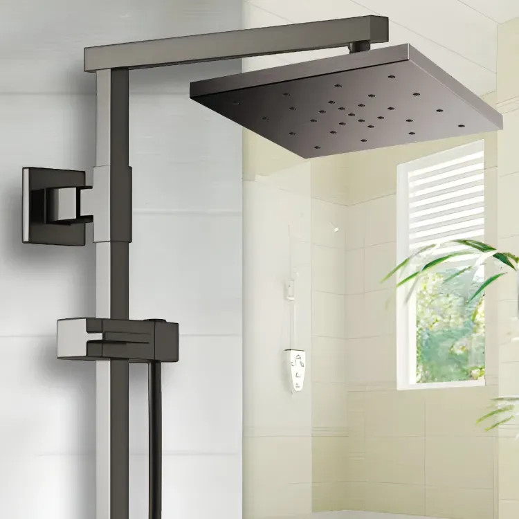 Brizo Essential 14" Raincan Shower Head, Square, Single-Function, H2Okinetic, Touch-Clean, 2.5 GPM, Brilliance Luxe Steel - 81986-SL-2.5