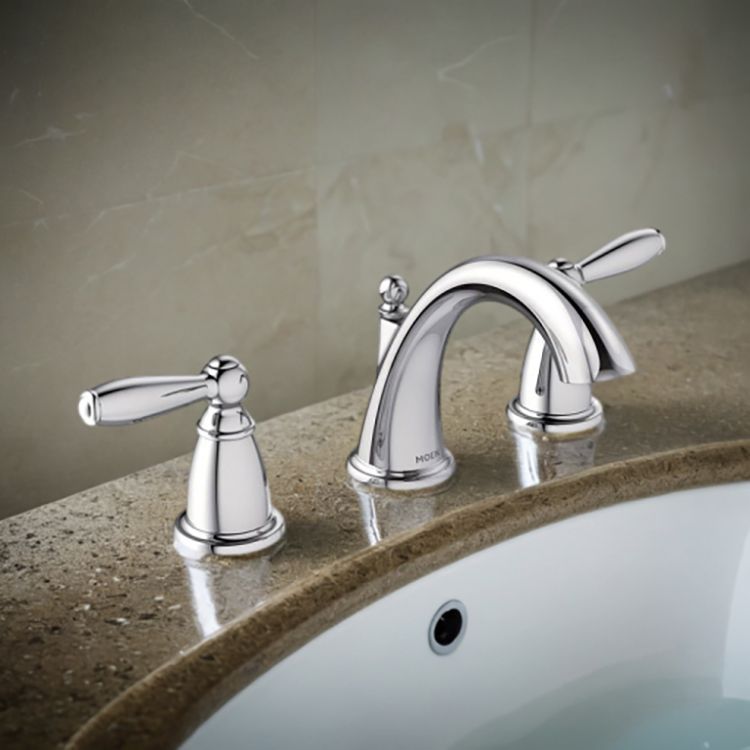 Moen Brantford Two-Handle High-Arc Widespread Bathroom Faucet with M-PACT Valve, ADA, 1.2 GPM, Chrome - TV6620