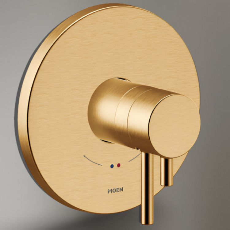 Moen Align Two-Handle Valve Only Trim w/ Flow Control and Temperature Adjust, Lever Handle, M-Core 4, Thermostatic Cartridge, Brushed Gold - UT4291BG