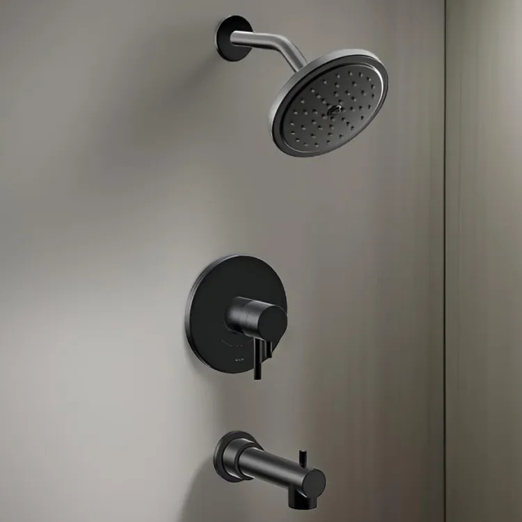 Moen Align Tub/Shower Faucet with Two-Handle Flow Control and Temperature Adjust Valve Trim, Lever Handles, M-Core 4, Thermostatic Cartridge, Matte Black - UT4293EPBL