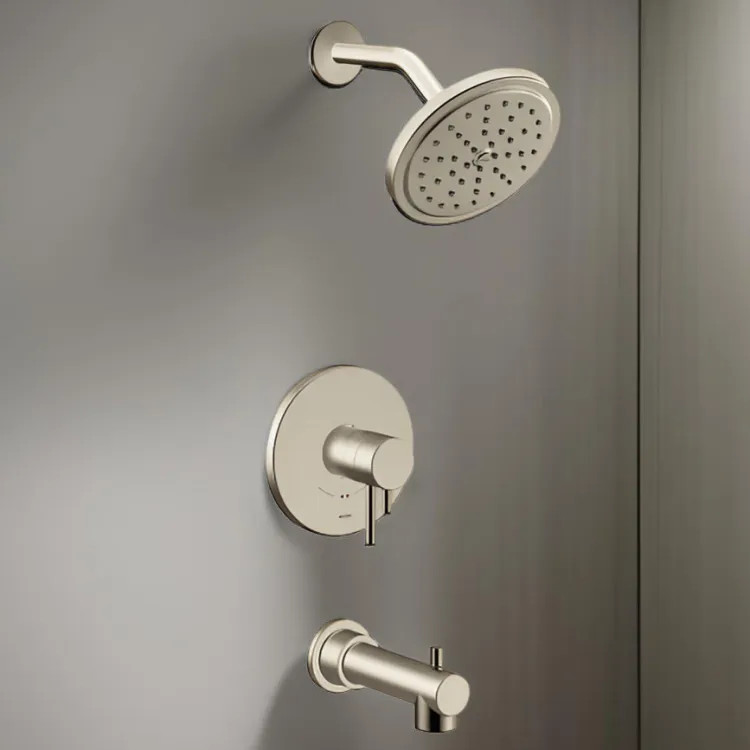Moen Align Tub/Shower Faucet with Two-Handle Flow Control and Temperature Adjust Valve Trim, Lever Handles, M-Core 4, Thermostatic Cartridge, Brushed Nickel - UT4293EPBN