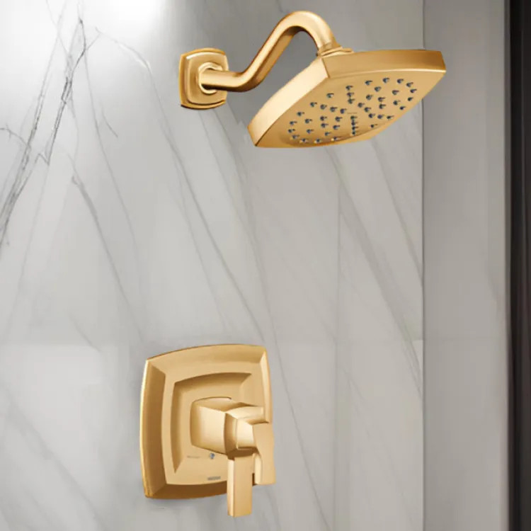 Moen Voss 6" Raincan Shower Faucet, Lever Handles, Single-Function, M-Core 4, Thermostatic Cartridge, 1.75 GPM, Brushed Gold - UT4692EPBG