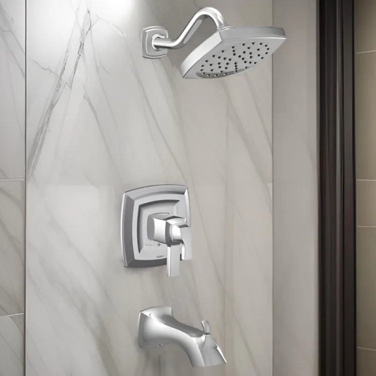 Moen Voss Tub/Shower Faucet with Two-Handle Flow Control and Temperature Adjust Valve Trim, Lever Handles, M-Core 4, Thermostatic Cartridge, Chrome - UT4693EP