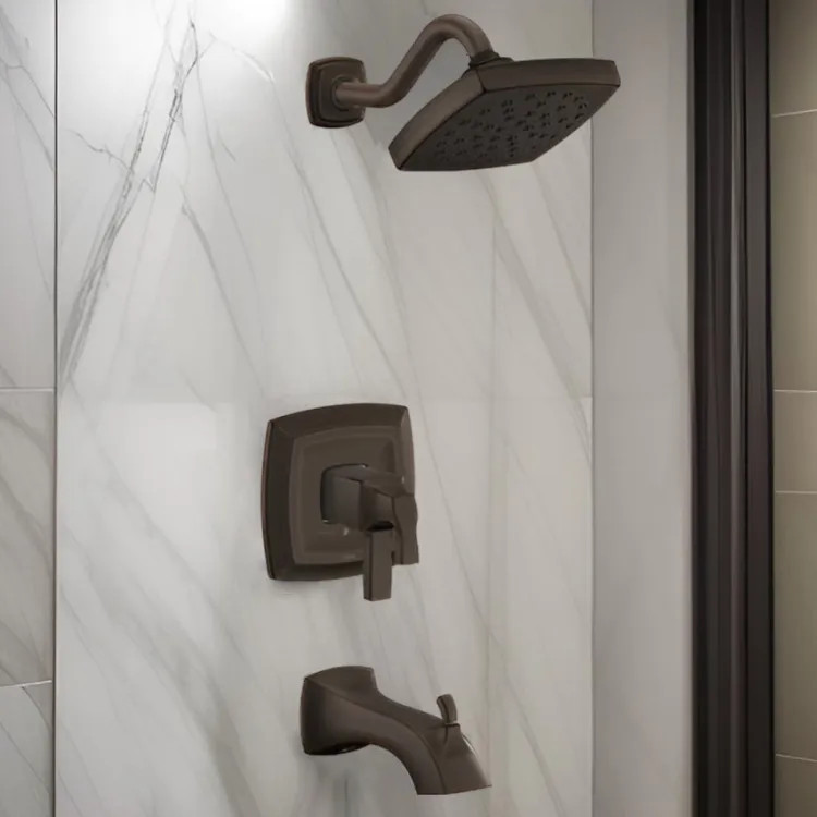 Moen Voss Tub/Shower Faucet with Two-Handle Flow Control and Temperature Adjust Valve Trim, Lever Handles, M-Core 4, Thermostatic Cartridge, Oil-Rubbed Bronze - UT4693EPORB