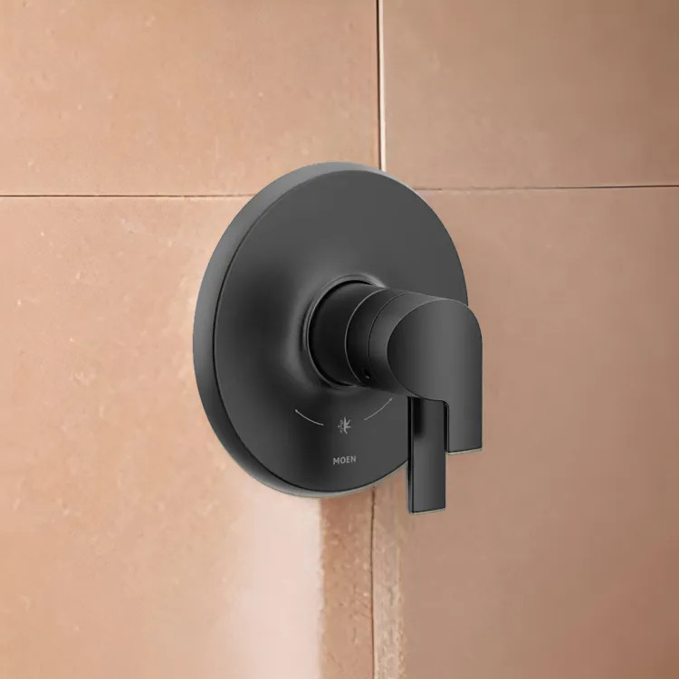 Moen Doux Two-Handle Valve Only Trim with Flow Control and Temperature Adjust, Lever Handle,  M-Core 4, Thermostatic Cartridge, Matte Black - UTS4201BL