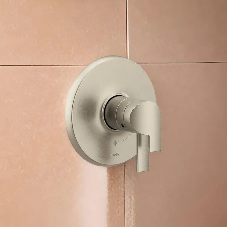 Moen Doux Two-Handle Valve Only Trim with Flow Control and Temperature Adjust, Lever Handle,  M-Core 4, Thermostatic Cartridge, Brushed Nickel - UTS4201BN