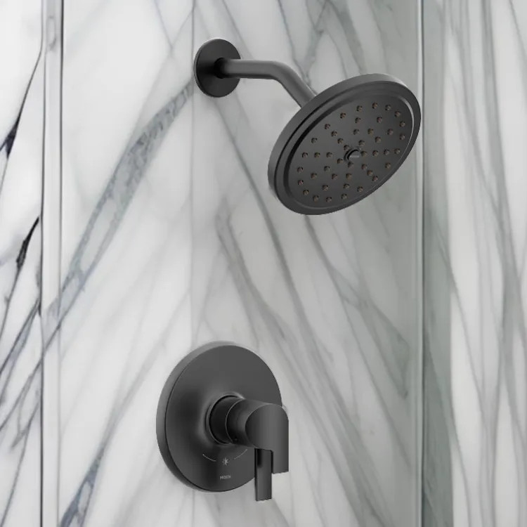 Moen Doux 6-3/4" Eco-Performance Rainshower Faucet, Lever Handle, Single Function, ADA, M-Core 4, Thermostatic Cartridge, 1.75 GPM, Matte Black - UTS4202EPBL