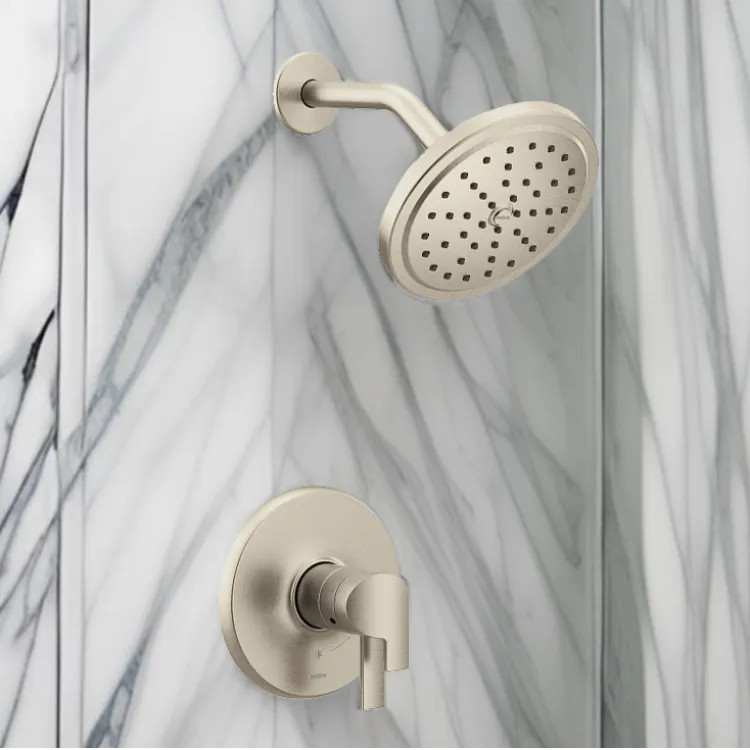 Moen Doux 6-3/4" Eco-Performance Rainshower Faucet, Lever Handle, Single Function, ADA, M-Core 4, Thermostatic Cartridge, 1.75 GPM, Brushed Nickel - UTS4202EPBN