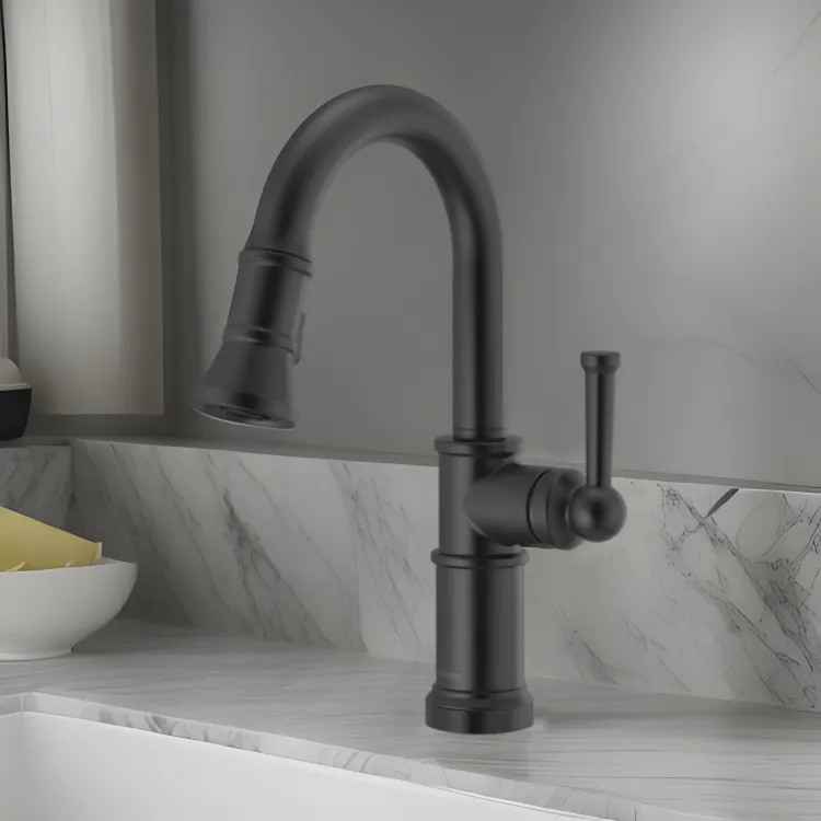 Brizo Artesso Single-Handle Pull-Down Prep Faucet w/ 2-Function Sprayer, DIAMOND Seal, MagneDock, 1.8 GPM, Matte Black - 63925LF-BL