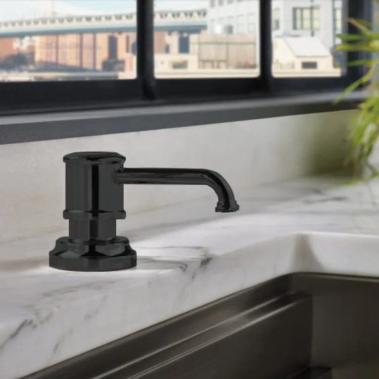 Brizo Artesso Soap/Lotion Dispenser, 13-ounce, Matte Black - RP75675BL