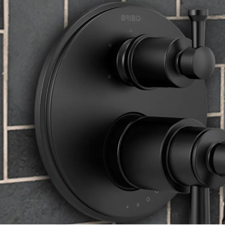 Brizo Atavis Escutcheon for a 6-Function Thermostatic Diverter Valve Trim, Matte Black - RP100729BL