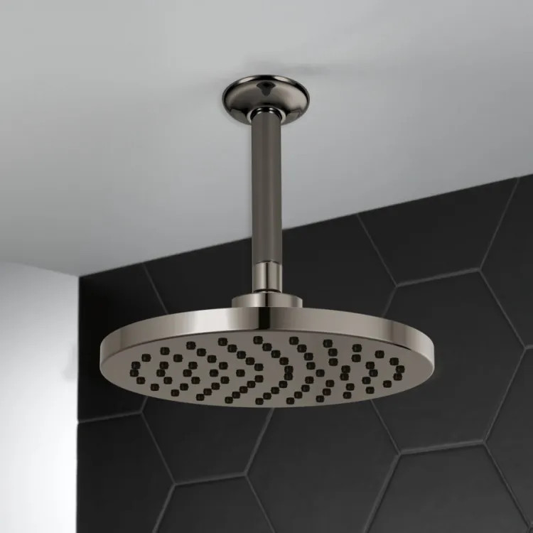 Brizo Essential 10" Raincan Shower Head, Round, Single-Function, WaterSense, 1.75 GPM, Brilliance Black Onyx - 81398-BNX
