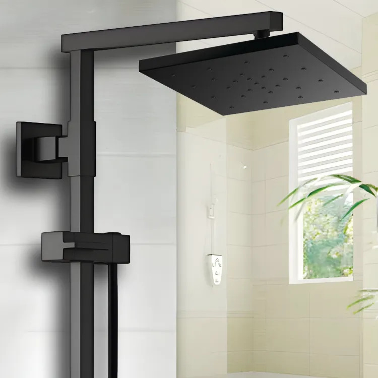Brizo Essential 14" Raincan Shower Head, Square, Single-Function, H2Okinetic, Touch-Clean, 2.5 GPM, Matte Black - 81986-BL-2.5