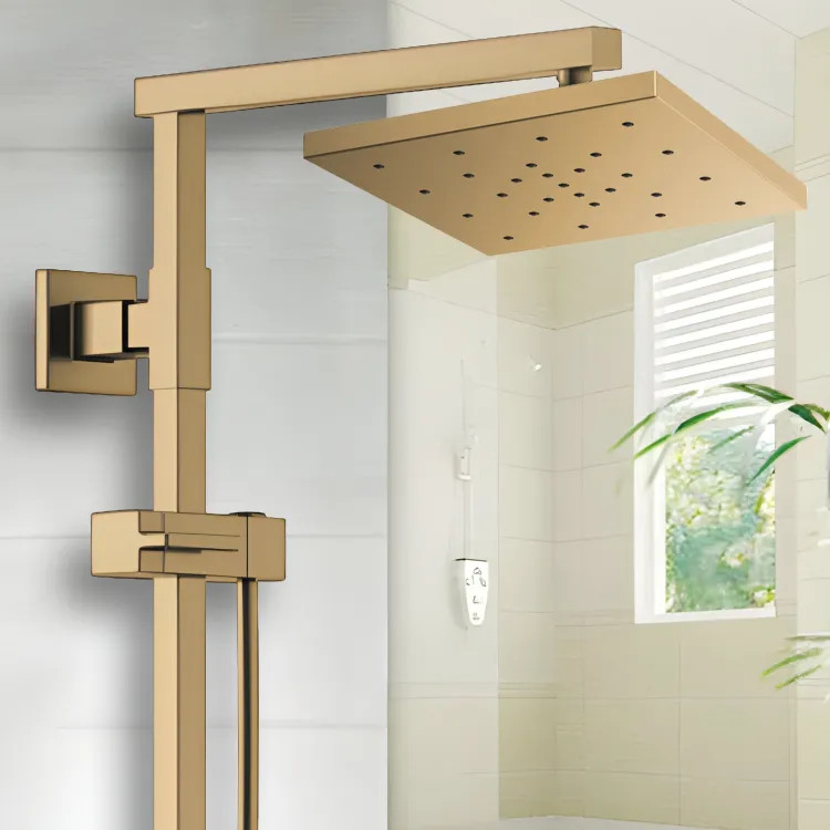 Brizo Essential 14" Raincan Shower Head, Square, Single-Function, H2Okinetic, WaterSense, 1.75 GPM, Brilliance Luxe Gold - 81986-GL