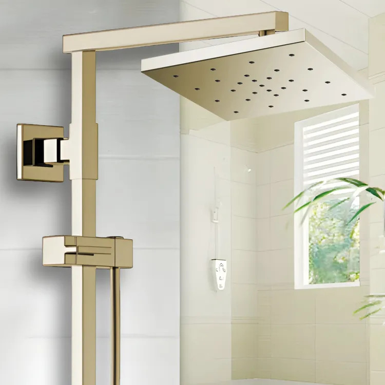 Brizo Essential 14" Raincan Shower Head, Square, Single-Function, H2Okinetic, Touch-Clean, 2.5 GPM, Brilliance Polished Nickel - 81986-PN-2.5