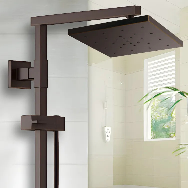 Brizo Essential 14" Raincan Shower Head, Square, Single-Function, H2Okinetic, Touch-Clean, 2.5 GPM, Venetian Bronze - 81986-RB-2.5