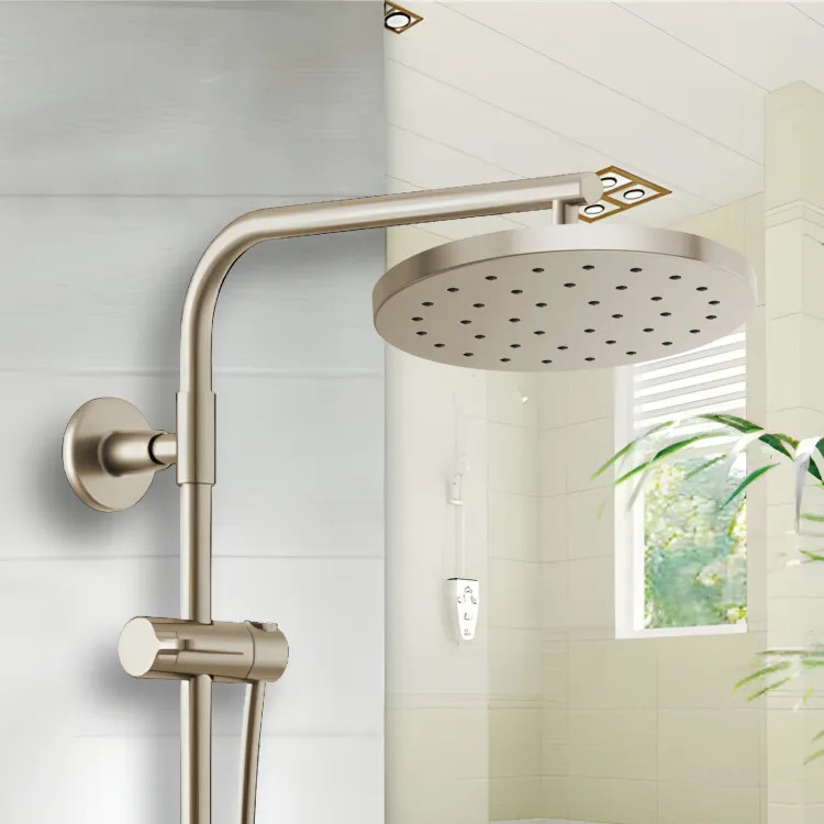 Brizo Essential 14" Raincan Showerhead, Single-Function, Round, H2Okinetic, Touch-Clean, 2.5 GPM, Brilliance Brushed Nickel - 81987-BN-2.5