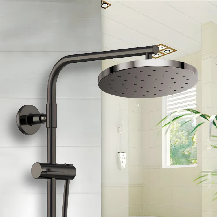 Brizo Essential 14" Raincan Showerhead, Single-Function, Round, H2Okinetic, Touch-Clean, 2.5 GPM, Brilliance Black Onyx - 81987-BNX-2.5