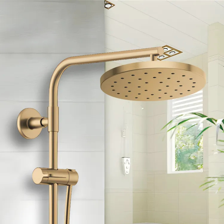 Brizo Essential 14" Raincan Showerhead, Single-Function, Round, H2Okinetic, Touch-Clean, 2.5 GPM, Brilliance Luxe Gold - 81987-GL-2.5