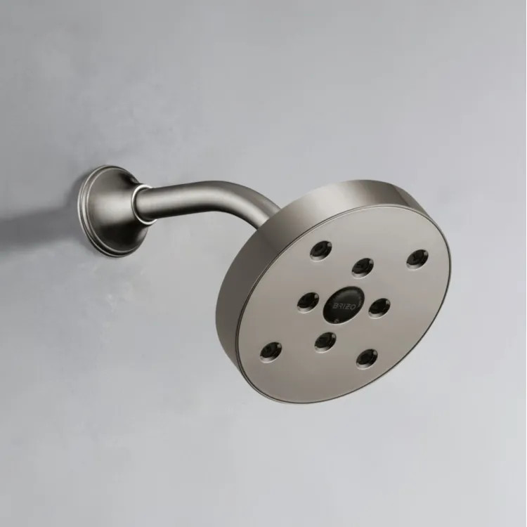 Brizo Odin Essential 5" Wall-Mount Shower Head, Round, Single-Function, H2OKinetic, 1.75 GPM, Brilliance Black Onyx - 87375-BNX