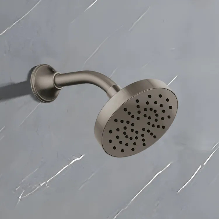 Brizo Essential 5" Wall-Mount Showerhead, Round, Single-Function, Touch-Clean, 2.5 GPM, Brilliance Black Onyx - 82392-BNX-2.5