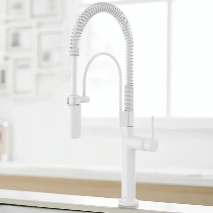 Brizo Odin Semi-Professional Kitchen Faucet, Less Handle, MagneDock, DIAMOND Seal, 1.8 GPM, Matte White - 63375LF-MWLHP